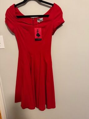 Unique Vintage Red Short Sleeve Grace Swing Dress 1950s style